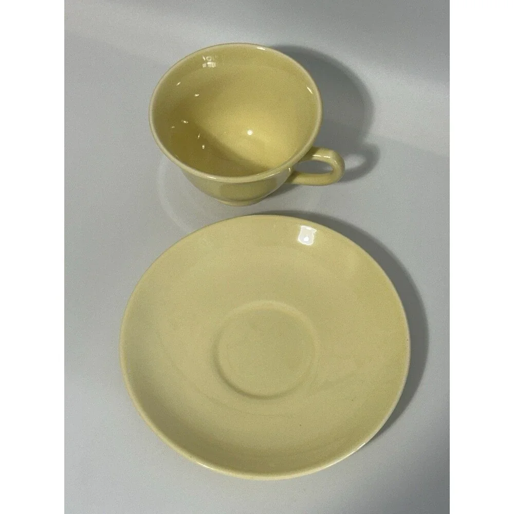 VTG LuRay Pastels TS&T Footed Cup & Saucer Set - Pastel Yellow